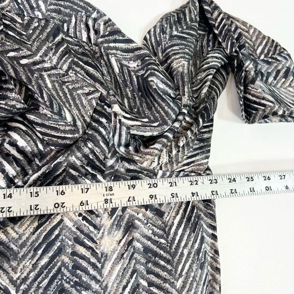 LAFAYETTE 148 Silk Button-Up Shirt Womens 14W Herringbone Tie Bow Buttoned Cuff - Picture 7 of 11